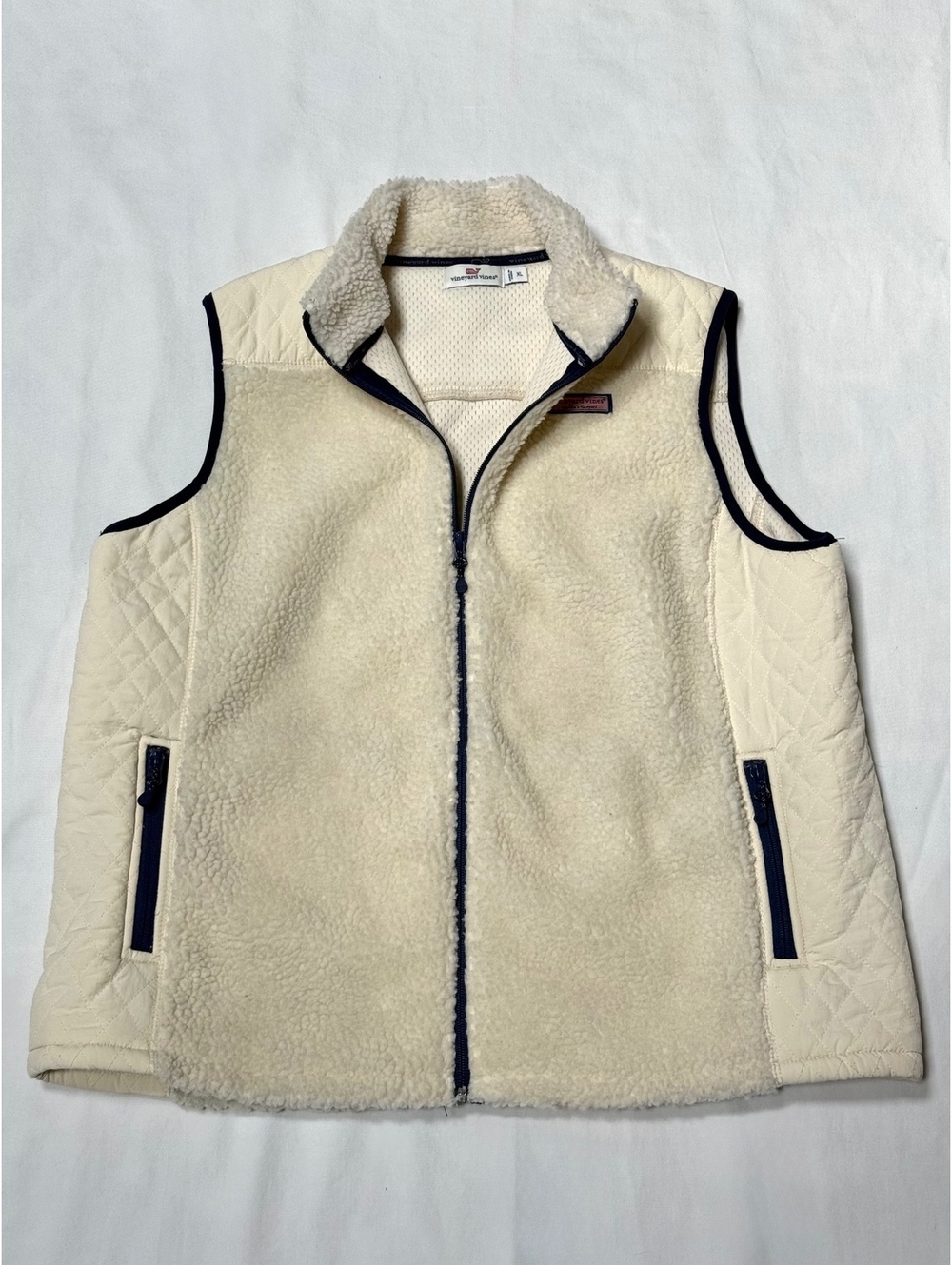 Vineyard Vines Women’s XL Cream Sherpa Quilted Full-Zip Vest